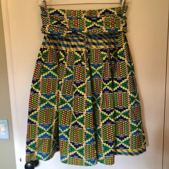 Kayra Imports multi-color kente print skirt sz M - Picture 4 of 9